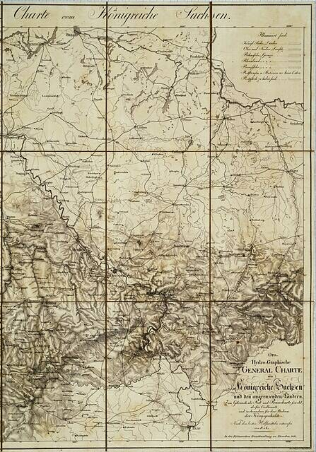 Alte Karte des britischen Empire im 19. Jahrhundert, die das Königreich Sachsen-Anhalt mit gedrucktem Text auf altem Papier zeigt.