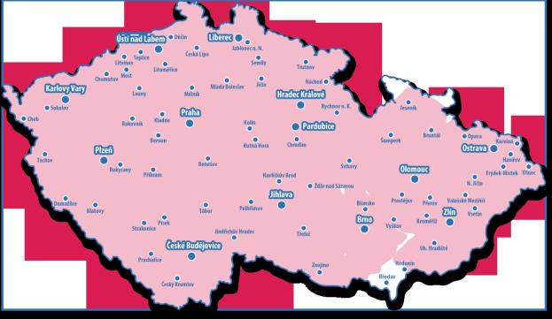 Eine farbenfrohe Karte der Tschechischen Republik, die wichtige Städte, Hauptstädte und beliebte Touristenattraktionen mit detaillierten Beschriftungen hervorhebt.
