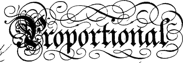 Schwarz-weißer kalligraphischer Schriftzug des Wortes "Korporation" mit aufwändigen Umrandungen.