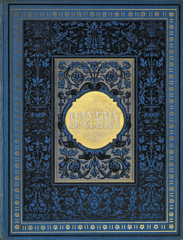 Ein blau-goldenes Buch mit der Aufschrift 'Bayern', verziert mit detaillierten Designs.